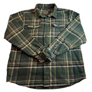 Orvis Green Plaid Flannel Chore Shacket Men's XL Y2K Pockets Gorpcore Western